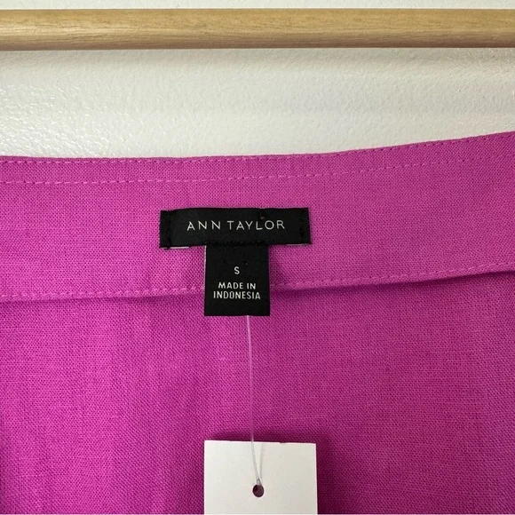 NWT Ann Taylor Linen Blend Belted Utility Top Sleeveless Tank Button Front Sz S - Picture 4 of 7